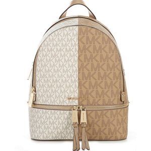 NWT Michael Kors Rhea Medium Signature Logo Colorblock Semi Lux Backpack